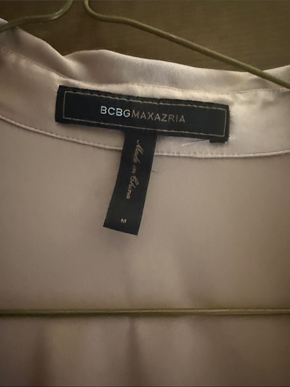 BCBGMaxAzria Satin Wrap Blouse in Champagne Beige - Picture 2 of 4